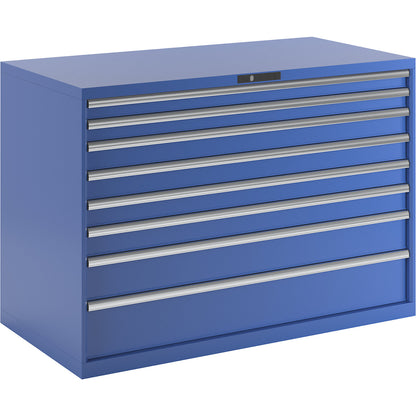 Drawer cupboard, sheet steel, HxW 1000 x 1431 mm, 8 drawers, max. load 75 kg, gentian blue.
