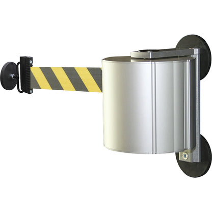 Tape belt cartridge made of aluminium, magnetic, incl. belt end piece, black / yellow belt.