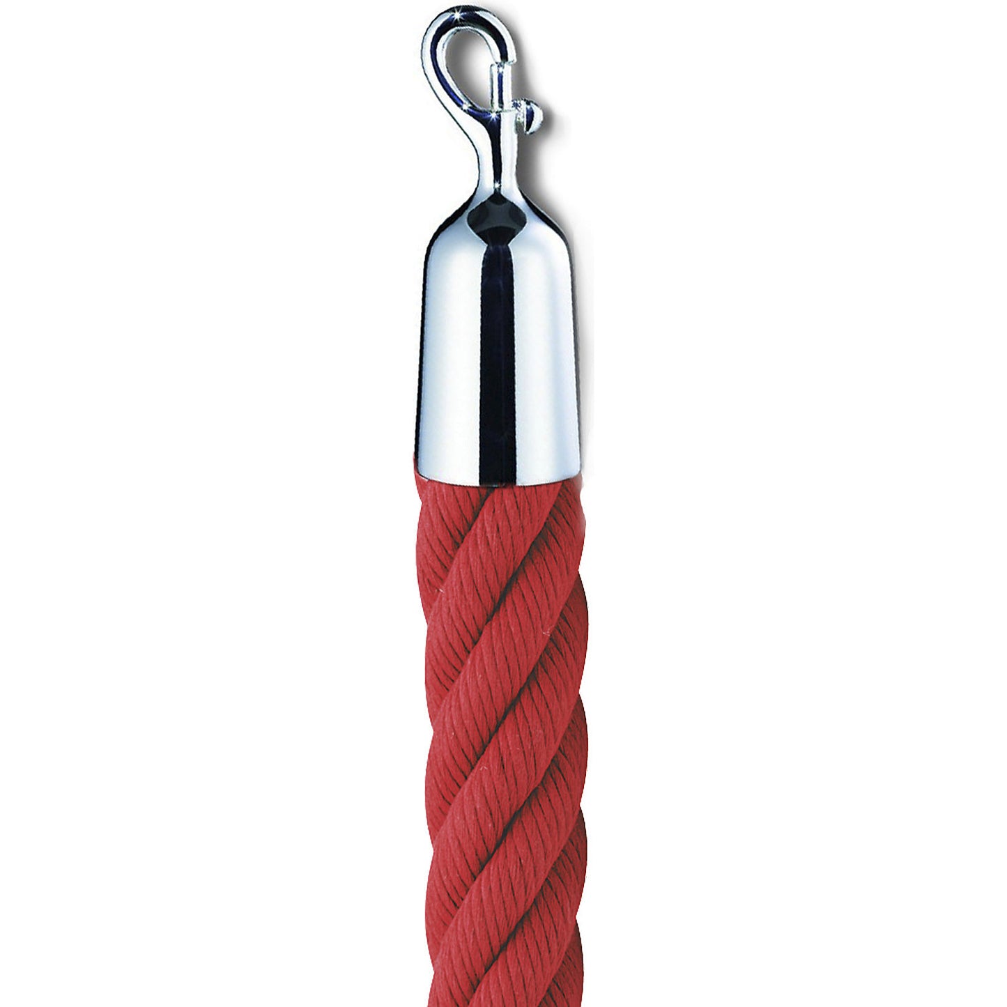 Barrier cord 1.5 m, chrome end caps, red cord.