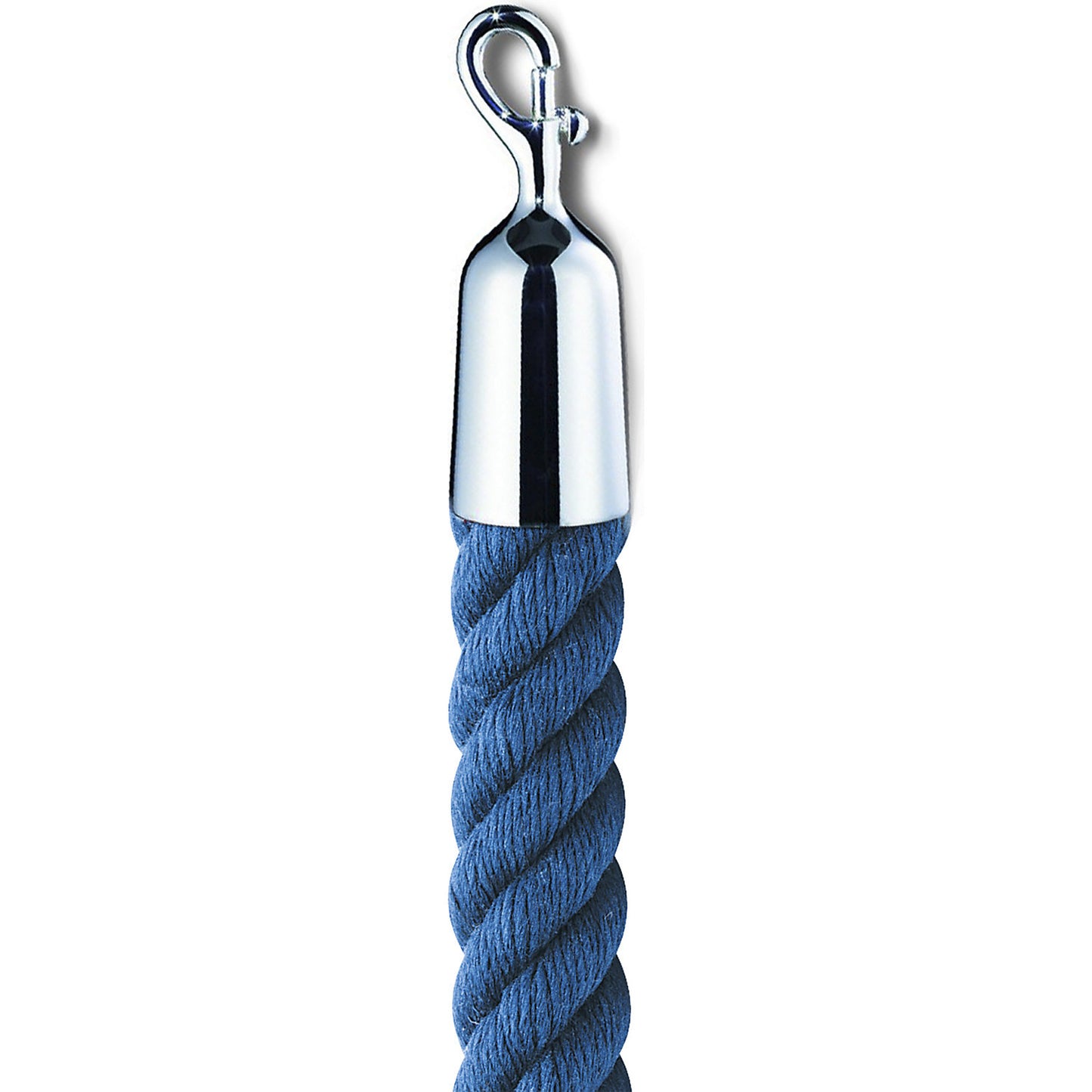 Barrier cord 1.5 m, chrome end caps, blue cord.