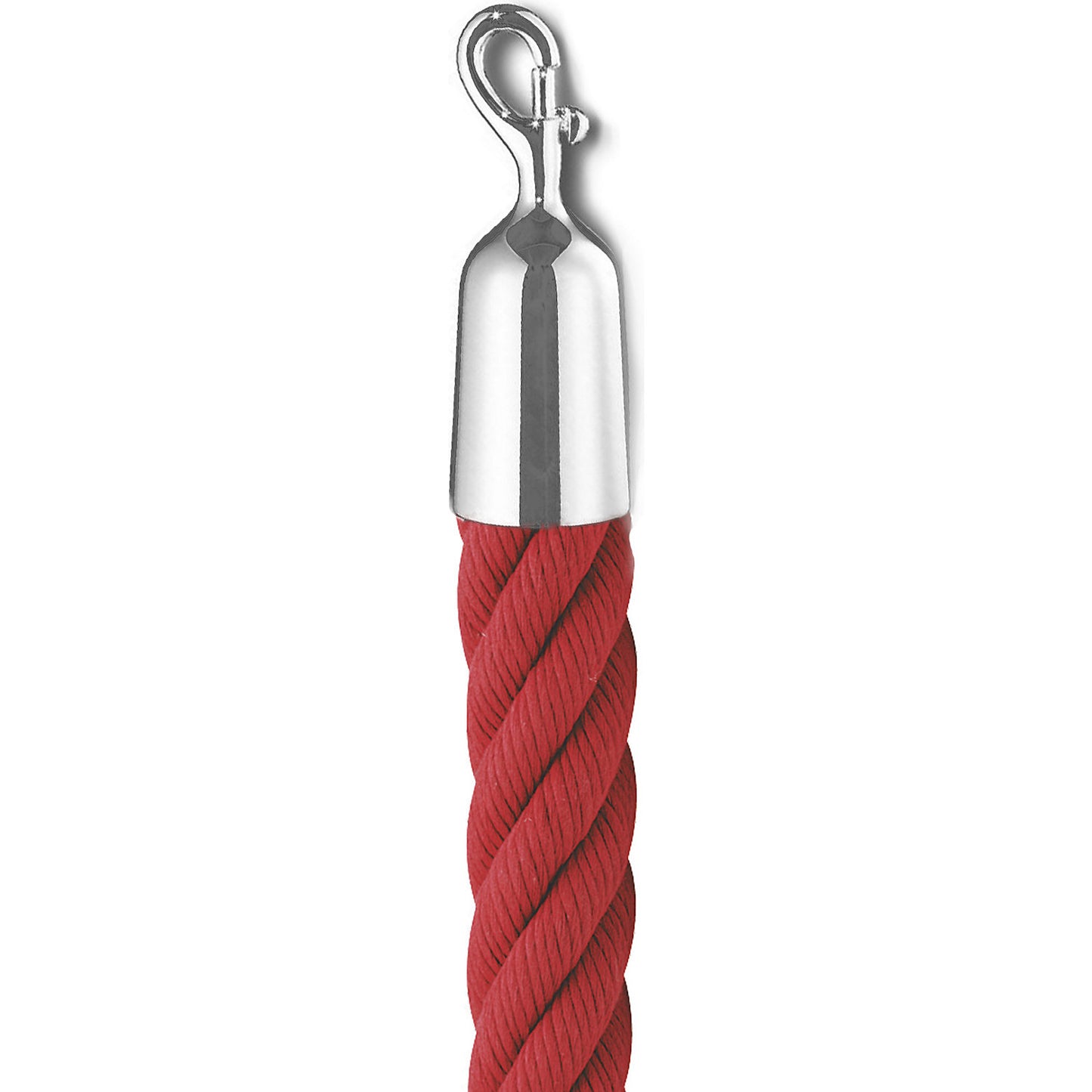 Barrier cord 1.5 m, matt nickel end caps, red cord.