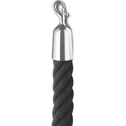 Barrier cord 1.5 m, matt nickel end caps, black cord.