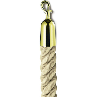 Barrier cord 1.5 m, brass end caps, beige cord.