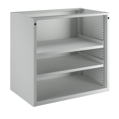 Cabinet for material and tool dispensing counter, 2 shelves, grey.