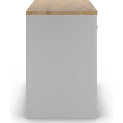 Cabinet for material and tool dispensing counter, 2 doors, 2 shelves, grey / blue.