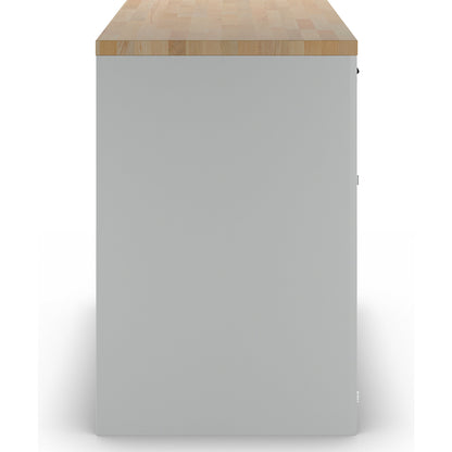 Cabinet for material and tool dispensing counter, 1 drawer, 2 doors, 1 shelf, grey / blue.