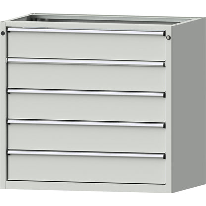 Cabinet for material and tool dispensing counter, 5 x 180 mm drawers, grey.