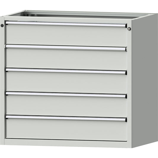Cabinet for material and tool dispensing counter, 5 x 180 mm drawers, grey.