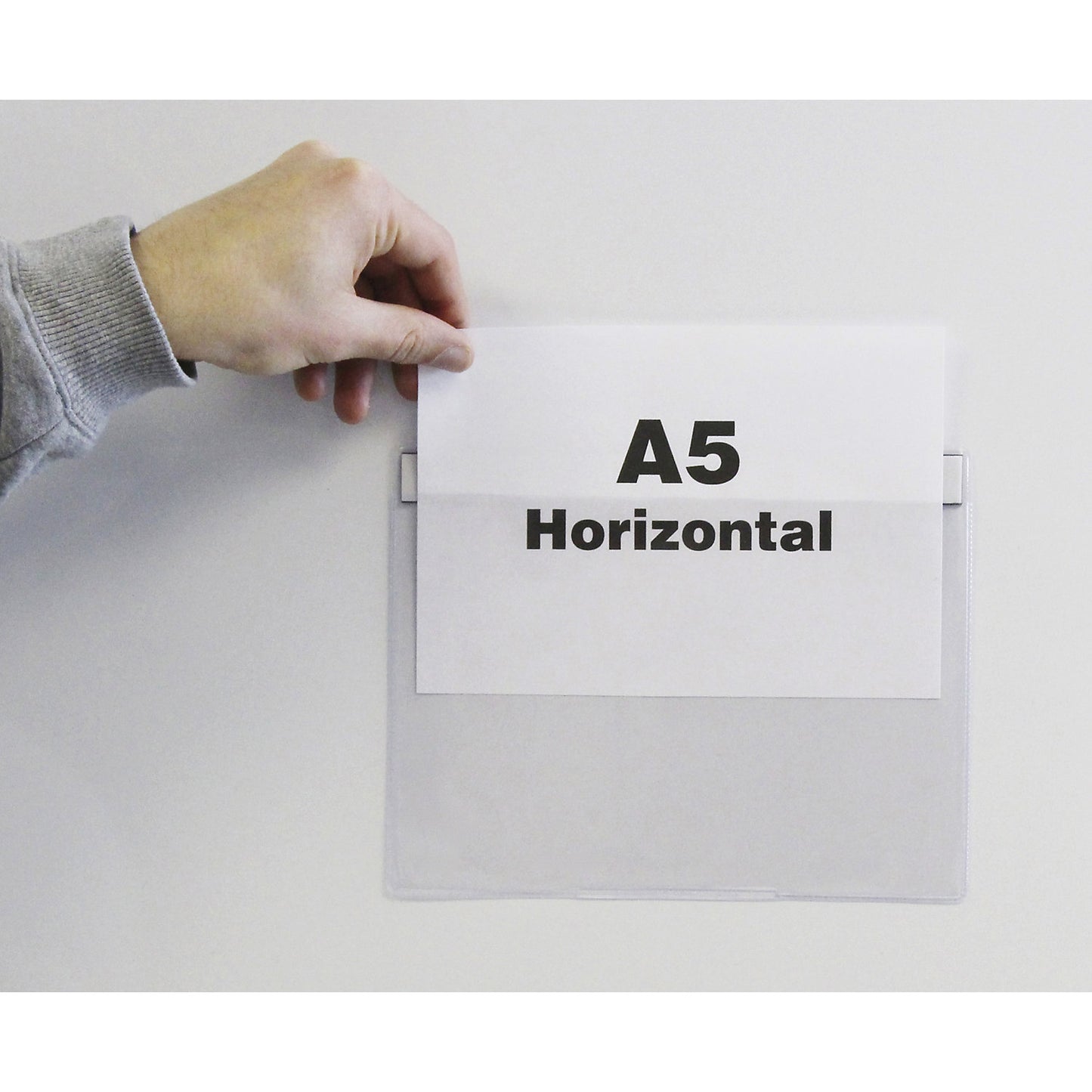Document sleeve, with magnetic strips, for A5, landscape format, long side open, pack of 50.