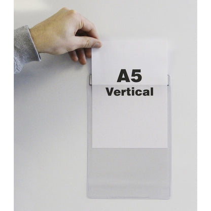 Document sleeve, with magnetic strips, for A5, portrait format, short side open, pack of 50.