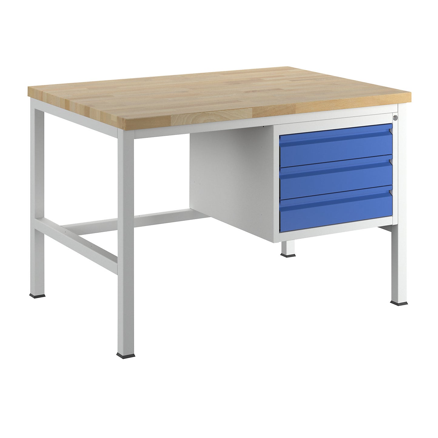 Workbench, frame construction, 3 L size drawers, depth 900 mm, width 1250 mm.