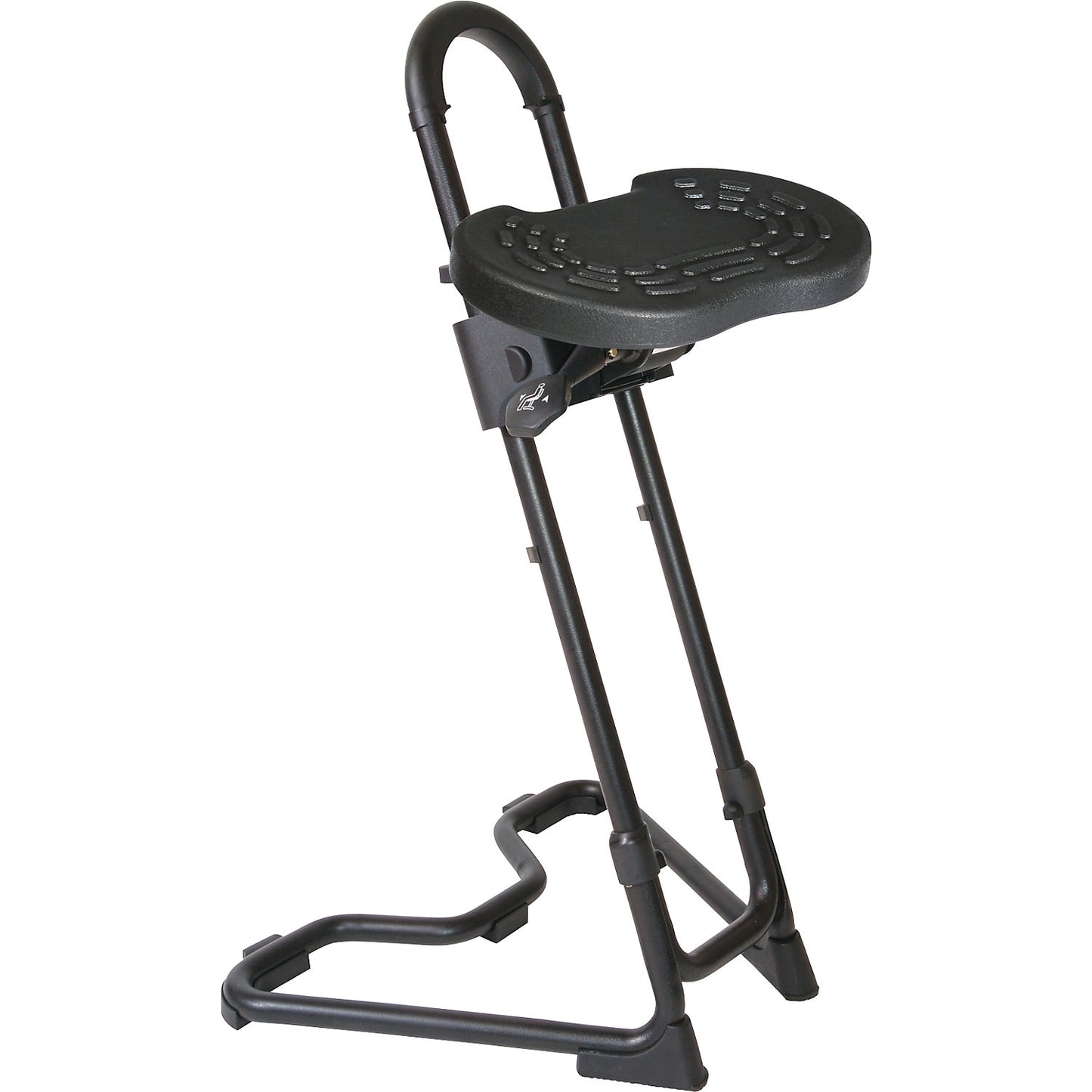 Universal anti-fatigue stool, height adjustment range 610 - 860 mm, black PU foam.