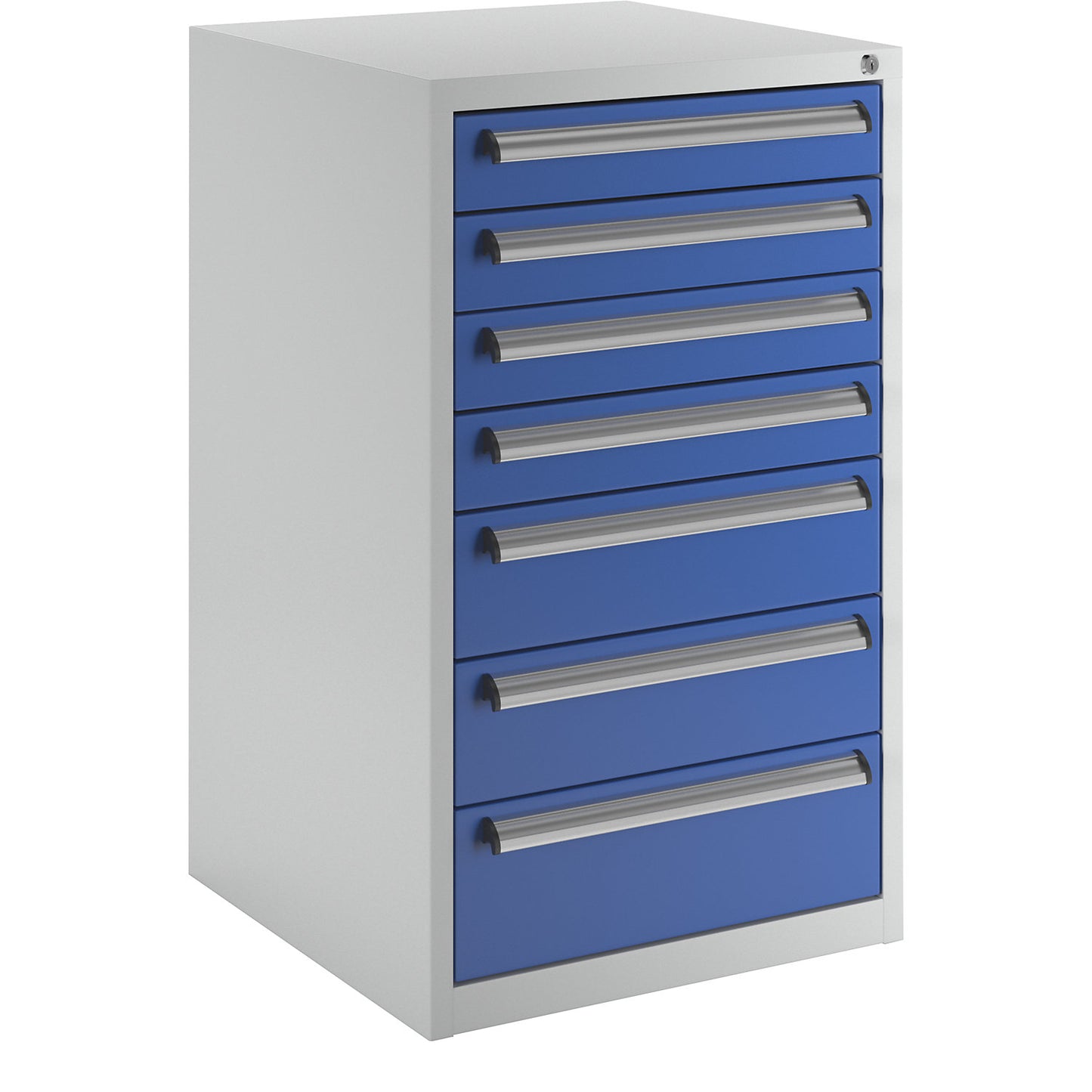 Tool cupboard, width 600 mm, height 1000 mm, drawers: 4 x 100, 2 x 150, 1 x 200 mm.