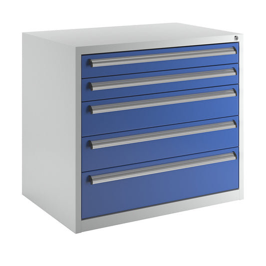 Tool cupboard, width 900 mm, height 800 mm, drawers: 2 x 100, 2 x 150, 1 x 200 mm.