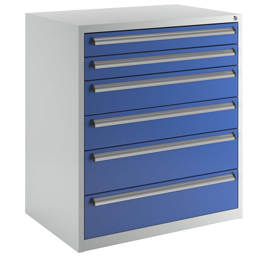 Tool cupboard, width 900 mm, height 1000 mm, drawers: 2 x 100, 2 x 150, 2 x 200 mm.