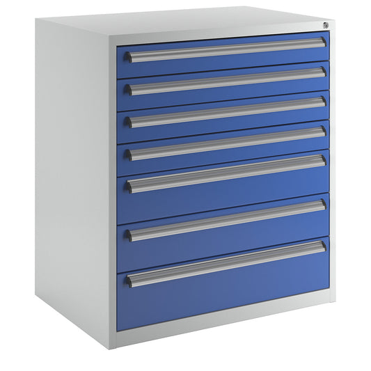 Tool cupboard, width 900 mm, height 1000 mm, drawers: 4 x 100, 2 x 150, 1 x 200 mm.