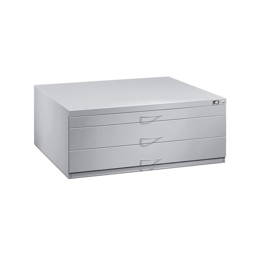 Drawing cabinet, A1, 3 drawers, height 420 mm, light grey.