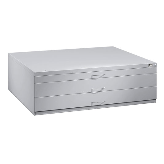 Drawing cabinet, A0, 3 drawers, height 420 mm, light grey.