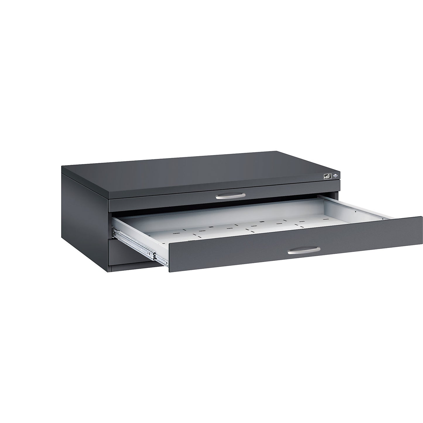 Drawing cabinet, A0, 3 drawers, height 420 mm, black grey.