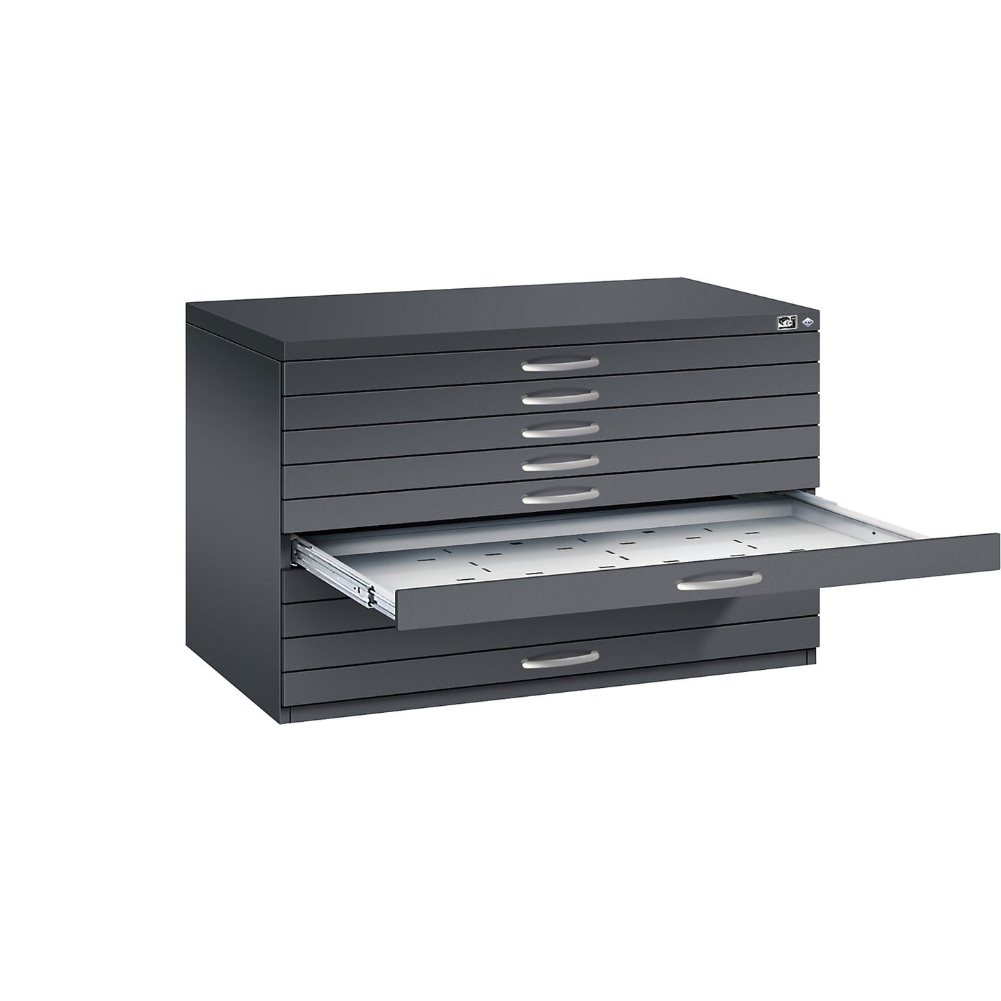 Drawing cabinet, A1, 10 drawers, height 760 mm, black grey.