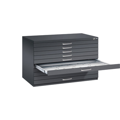 Drawing cabinet, A1, 10 drawers, height 760 mm, black grey.