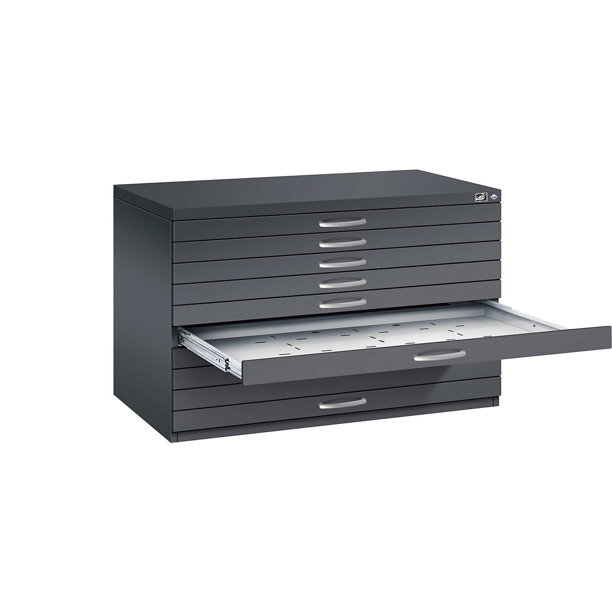 Drawing cabinet, A1, 10 drawers, height 760 mm, black grey.
