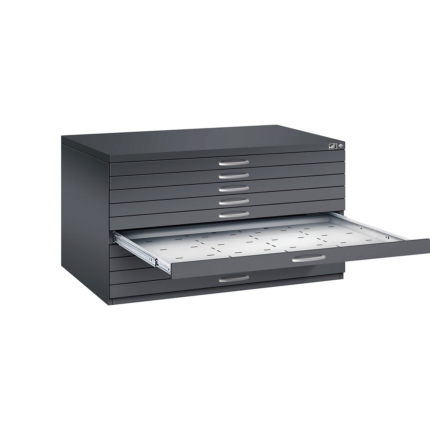 Drawing cabinet, A0, 10 drawers, height 760 mm, black grey.