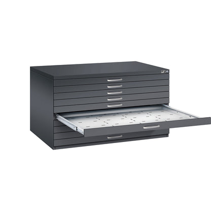 Drawing cabinet, A0, 10 drawers, height 760 mm, black grey.
