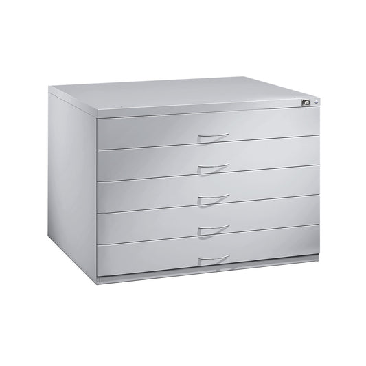 Drawing cabinet, A1, 5 drawers, height 760 mm, light grey.