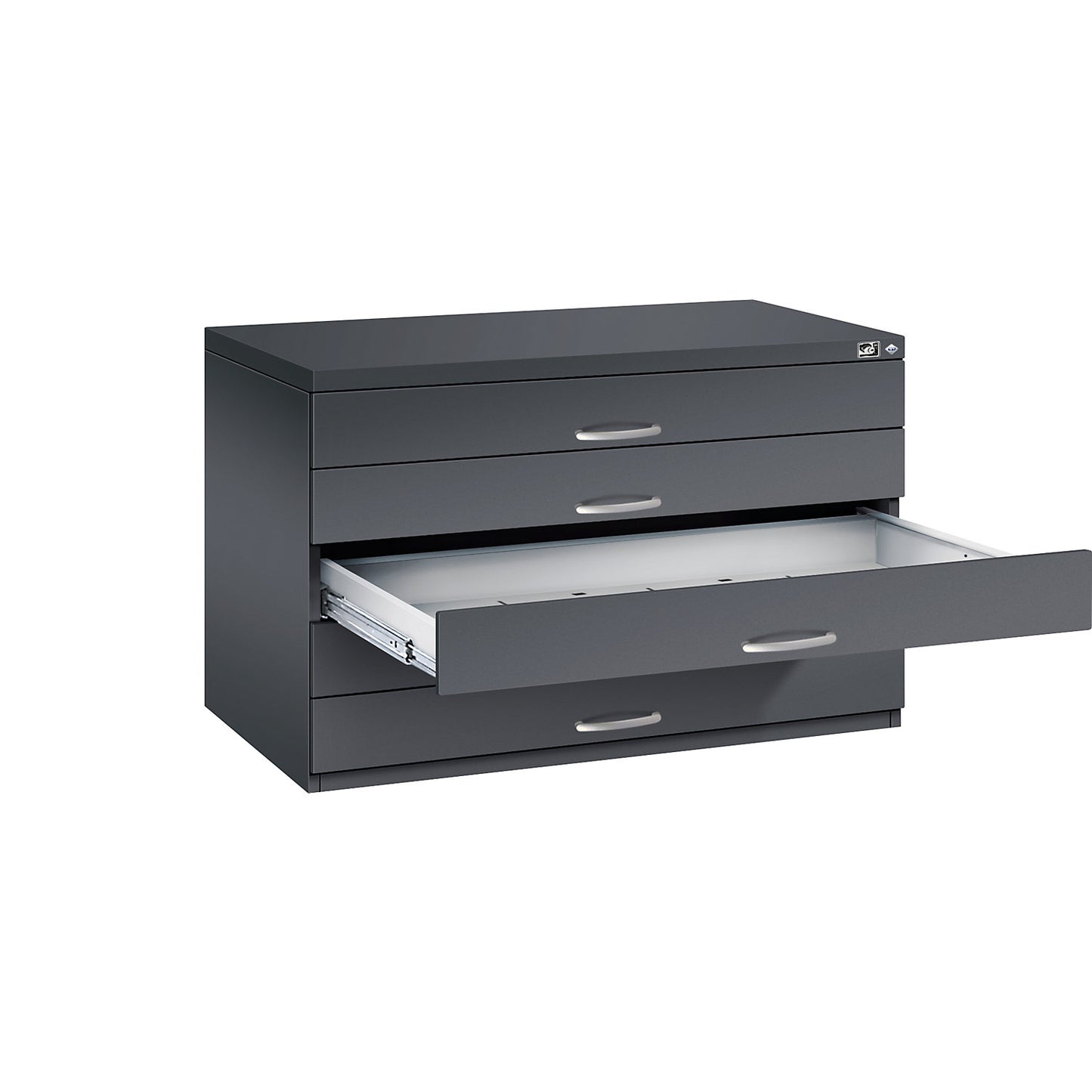Drawing cabinet, A1, 5 drawers, height 760 mm, black grey.
