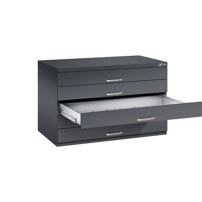 Drawing cabinet, A1, 5 drawers, height 760 mm, black grey.