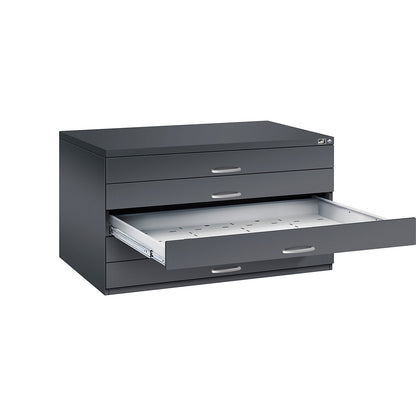 Drawing cabinet, A0, 5 drawers, height 760 mm, black grey.