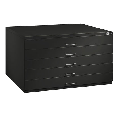 Drawing cabinet, A0, 5 drawers, height 760 mm, black grey.