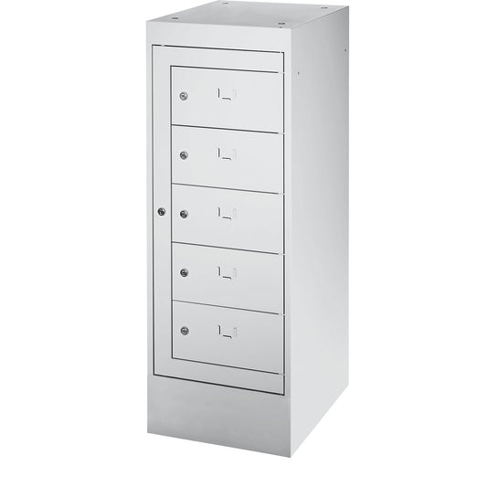 Laptop cupboard, 5 compartments, HxW 1115 x 400 mm, light grey.