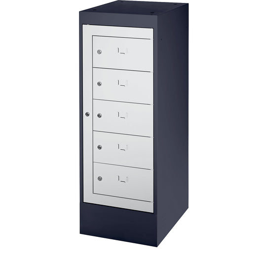 Laptop cupboard, 5 compartments, HxW 1115 x 400 mm, black grey / light grey.
