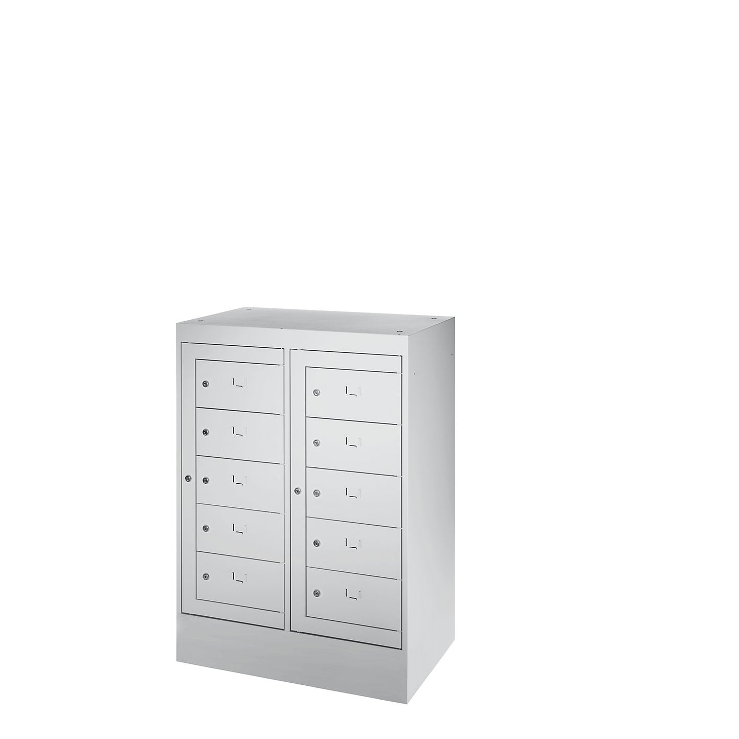 Laptop cupboard, 10 compartments, HxW 1115 x 782 mm, light grey.