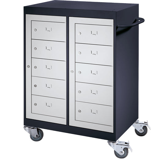 Laptop trolley, 10 compartments, black grey / light grey.