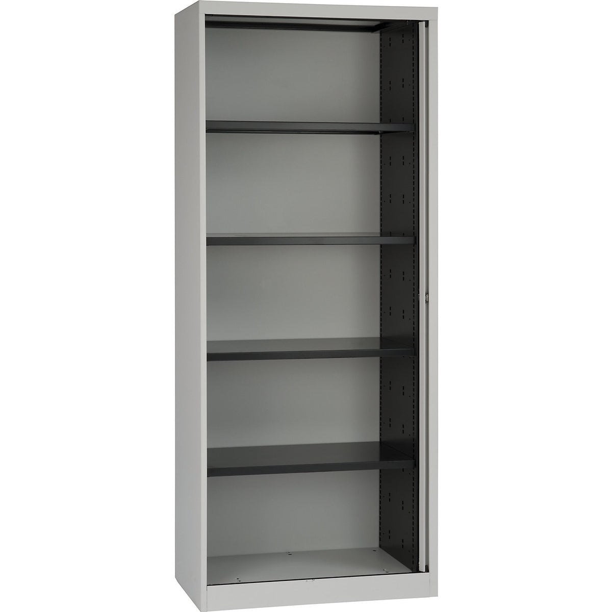 EURO roller shutter cupboard, width 800 mm, 4 shelves, silver.