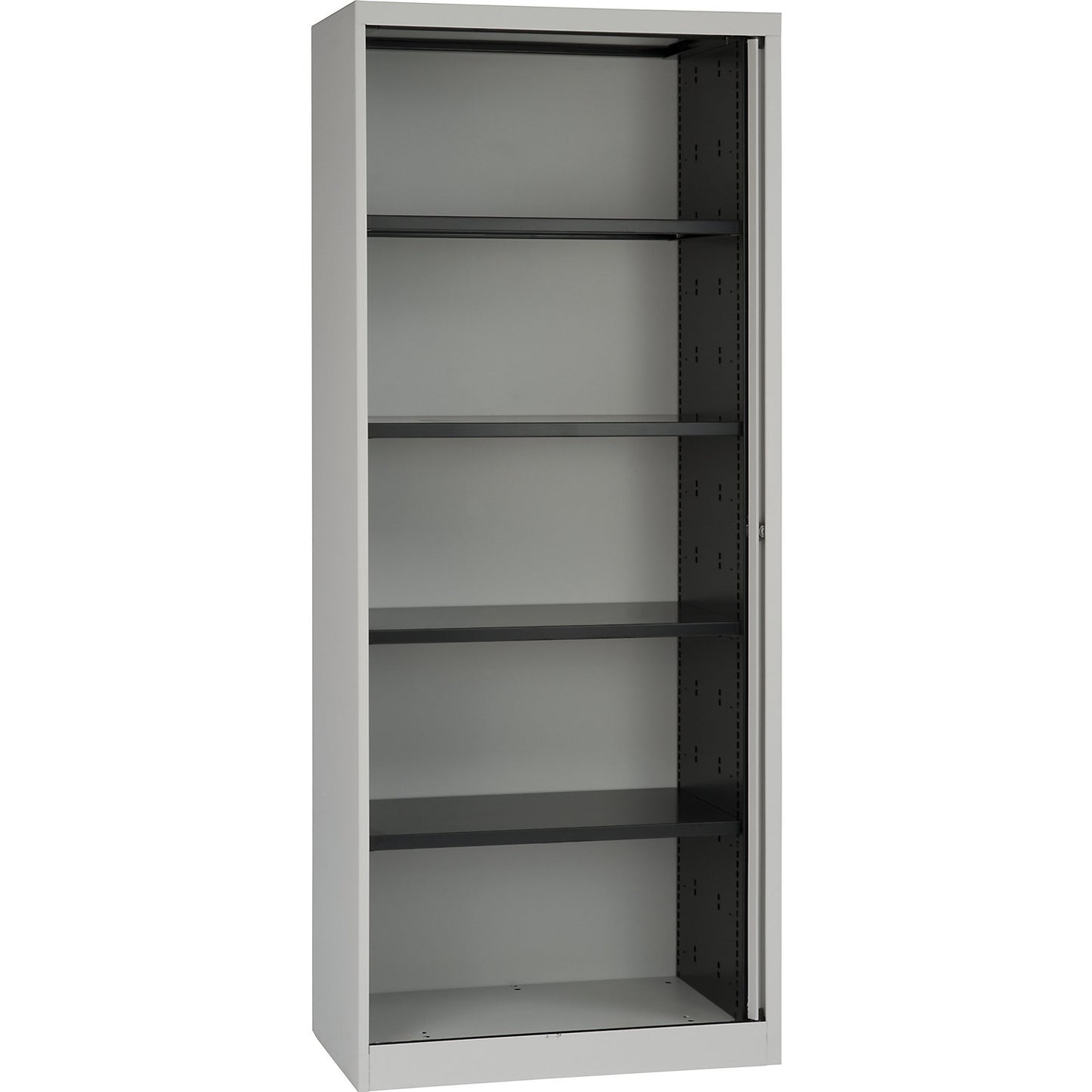 EURO roller shutter cupboard, width 800 mm, 4 shelves, silver.