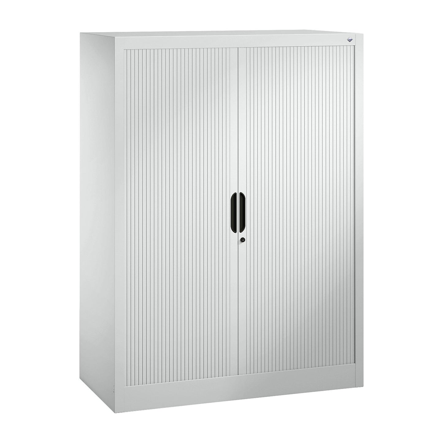 Roller shutter cupboard with horizontal shutter, HxWxD 1345 x 1000 x 420 mm, 3 shelves, 3.5 file heights, light grey.