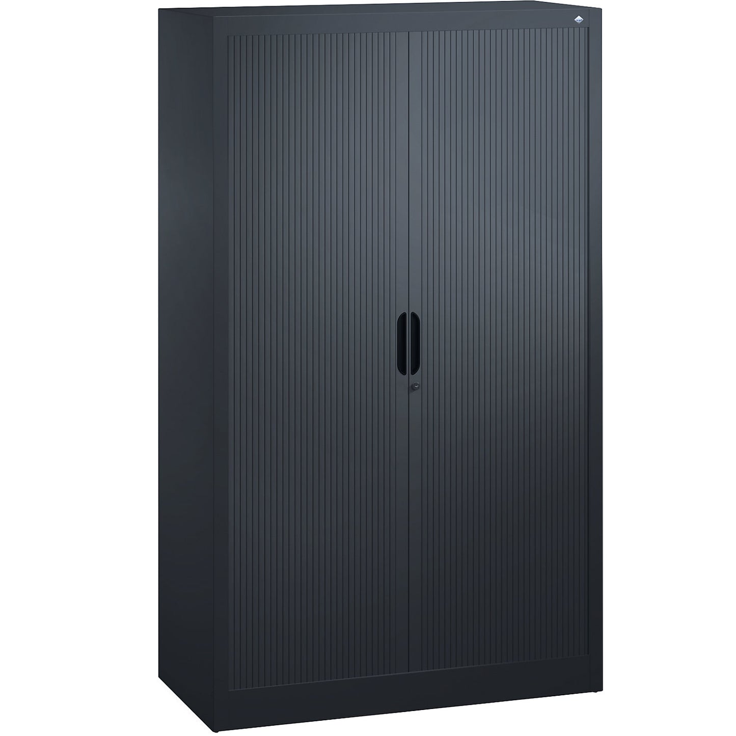 Roller shutter cupboard with horizontal shutter, HxWxD 1660 x 1000 x 420 mm, 3 shelves, 4 file heights, black grey.