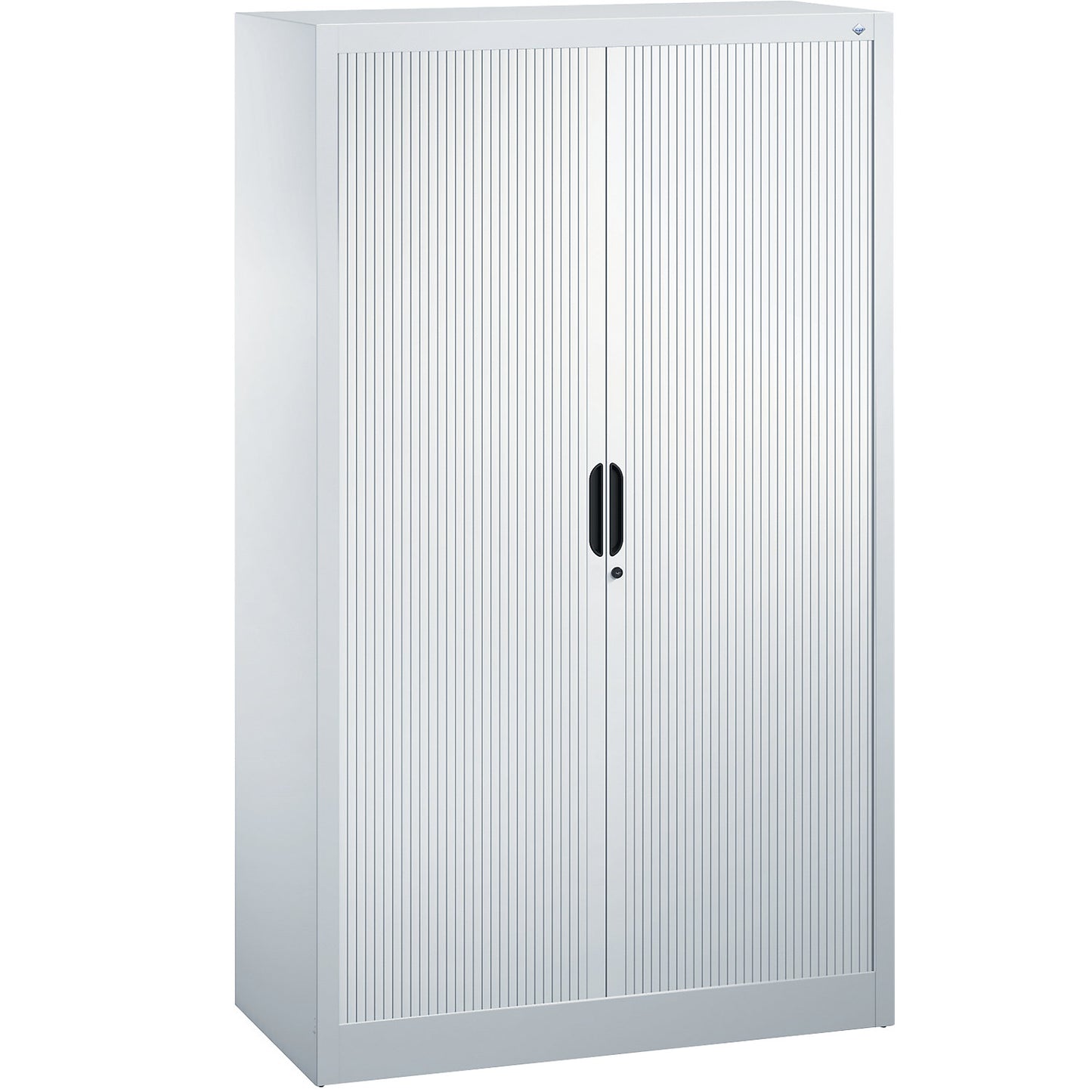 Roller shutter cupboard with horizontal shutter, HxWxD 1660 x 1000 x 420 mm, 3 shelves, 4 file heights, white aluminium.