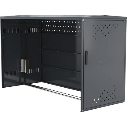 Bicycle locker, extension unit with gabled roof, with side wall.