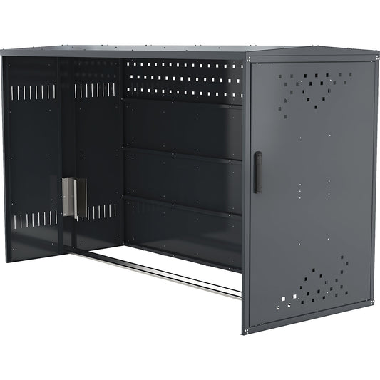 Bicycle locker, extension unit with gabled roof, with side wall.