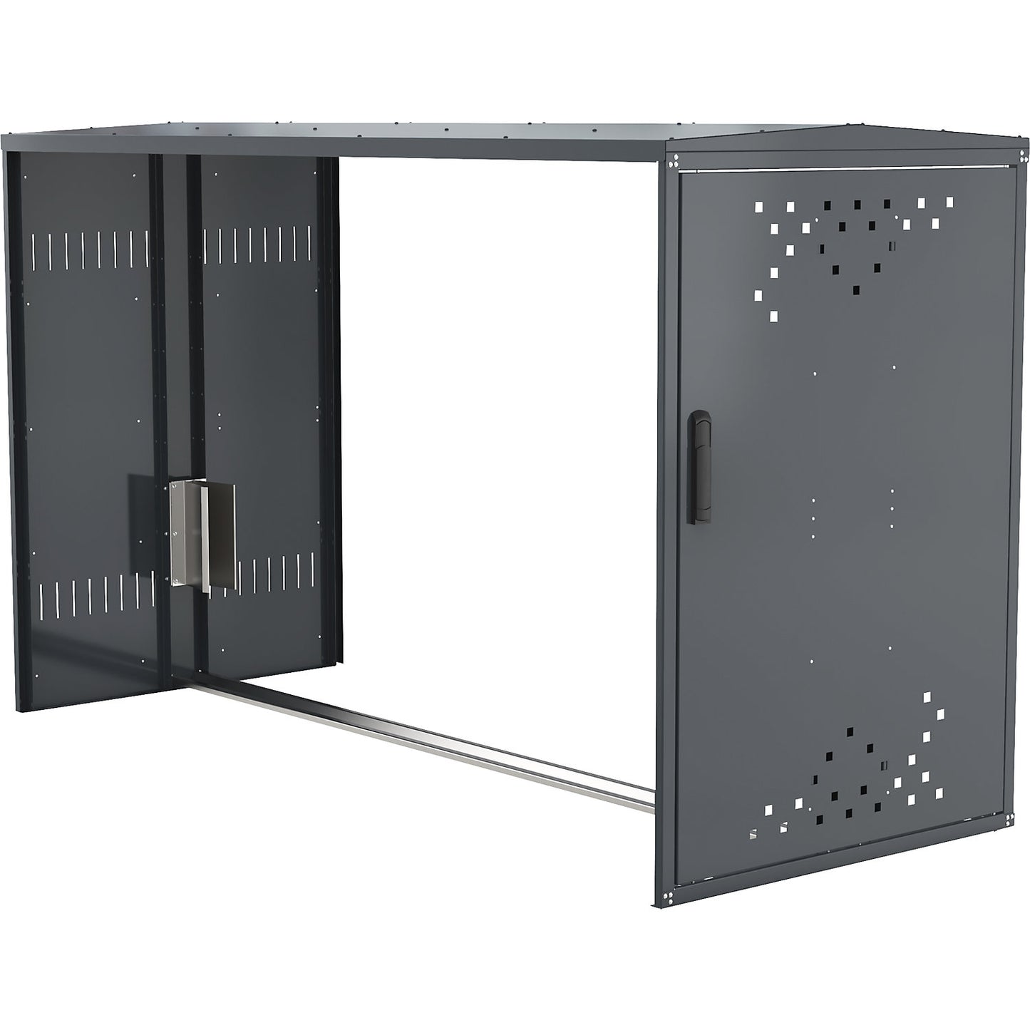 Bicycle locker, extension unit with gabled roof, without side wall.