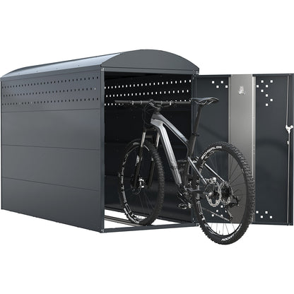 Bicycle locker, standard unit with 1 arched roof, blue / grey.