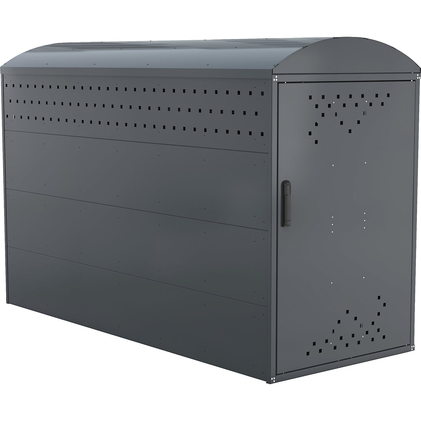 Bicycle locker, standard unit with 1 arched roof, blue / grey.