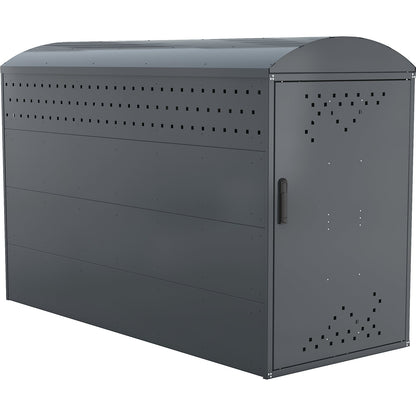 Bicycle locker, standard unit with 1 arched roof, blue / grey.