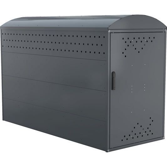 Bicycle locker, standard unit with 1 arched roof, blue / grey.
