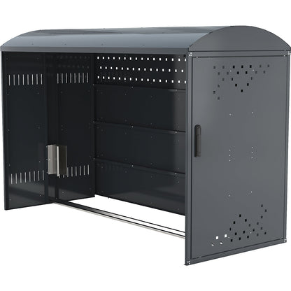 Bicycle locker, extension unit with arched roof, with side wall.